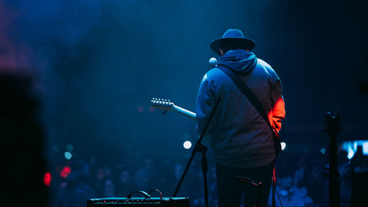 Imagen ilustrativa de un guitarrista de espaldas en concierto